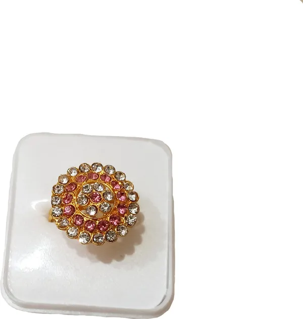 Assamese_Traditional_Gold_Plated_Pink_White_Stone_Finger-Ring_For_Girls_&_Women